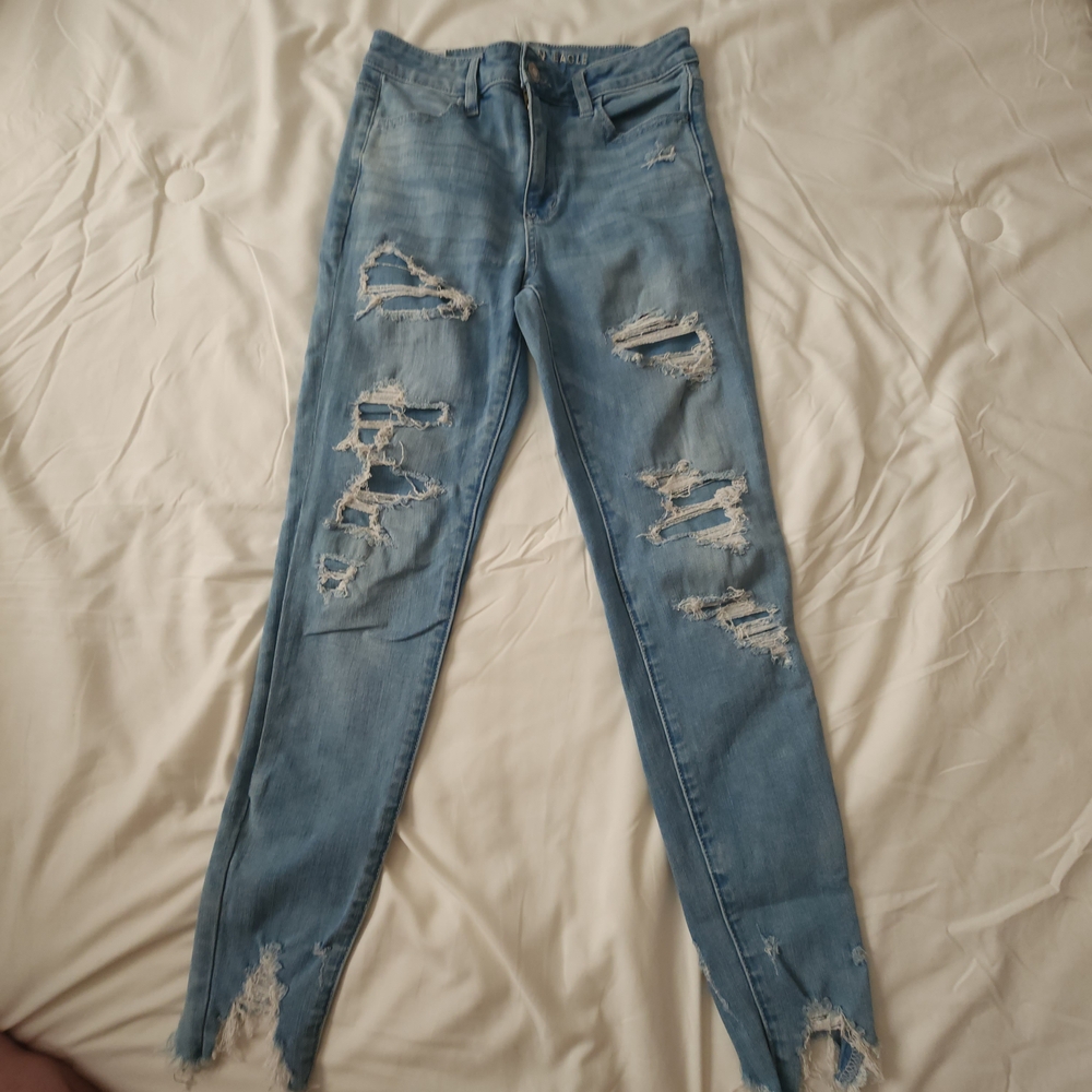 American Eagle Outfitters Skinny Blue Jeans Distressed